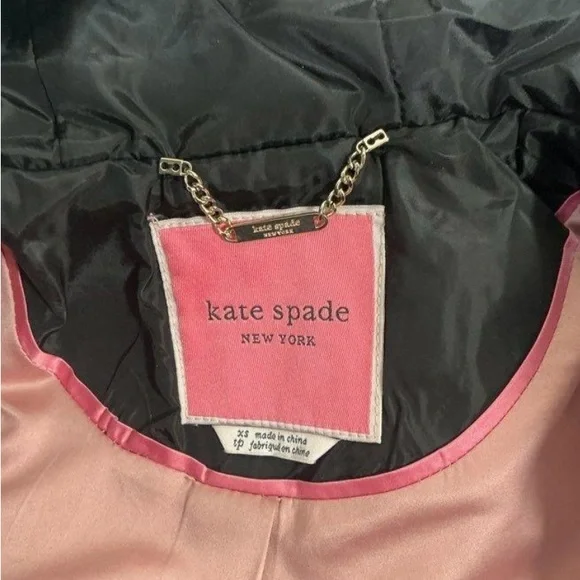 Kate Spade Black Quilted Herringbone Hooded Jacket - Picture 8 of 8